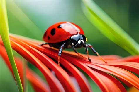 Premium Photo | A ladybug on a leaf with red leaves