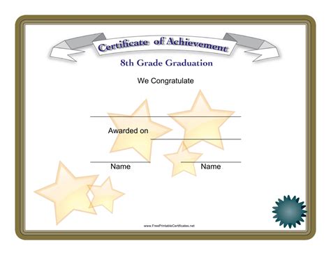 8th Grade Graduation Achievement Certificate Template Download ...