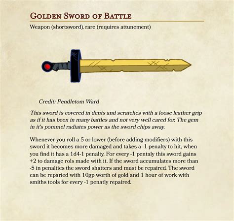 The Golden Sword of Battle from Adventure Time (Art Credit: Pendleton Ward) : r/UnearthedArcana