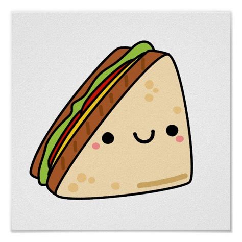 Cute Kawaii Sandwich Poster | Zazzle.com in 2021 | Kawaii illustration, Kawaii doodles, Art ...