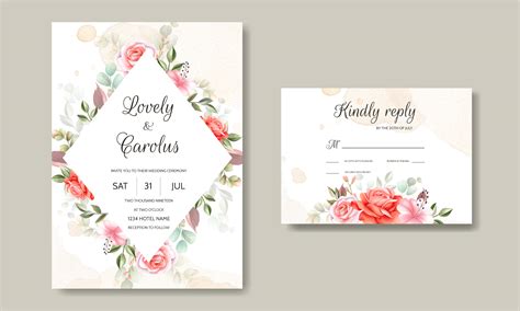 Romantic Rose Wedding Card Set Graphic by dinomikael01 · Creative Fabrica