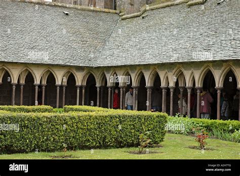 Mont Saint Michel, cloister, Manche, Normandy, France Stock Photo - Alamy