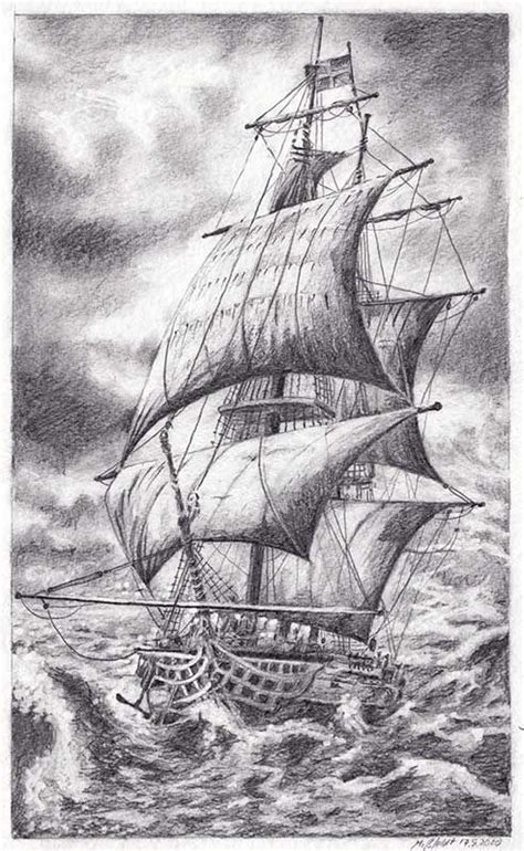 Sailing ship (pencil drawing)