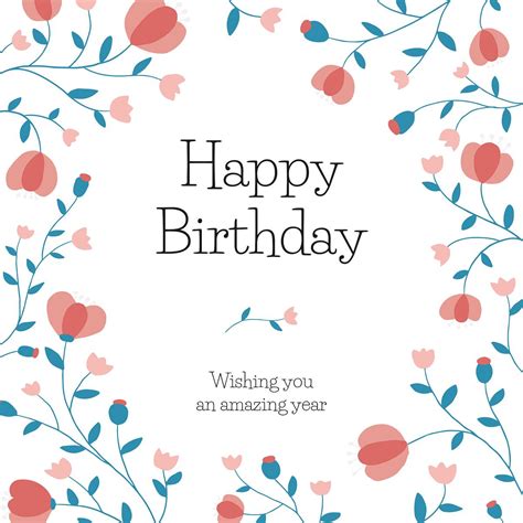 Floral birthday greeting template psd | Premium PSD Template - rawpixel