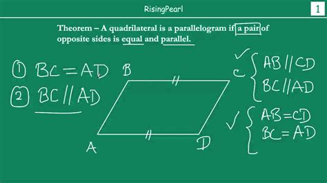 Quadrilateral with a pair of opposite sides parallel and equal is Parallelogram (Theorem and ...