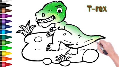 Menggambar dan mewarnai dinosaurus | Dinosaurus, Cara menggambar, Gambar