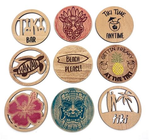 Tiki Bar Coaster Design Bundle 12 Unique Designs SVG DXF - Etsy