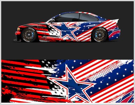 Premium Vector | Car wrap american flag with colorful modern