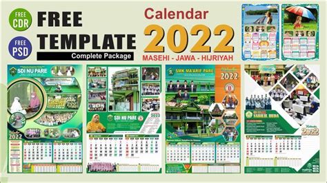 Free Download 6 Desain Kalender Dinding 2022 Lengkap (Free CDR & PSD) | Desain kalender ...