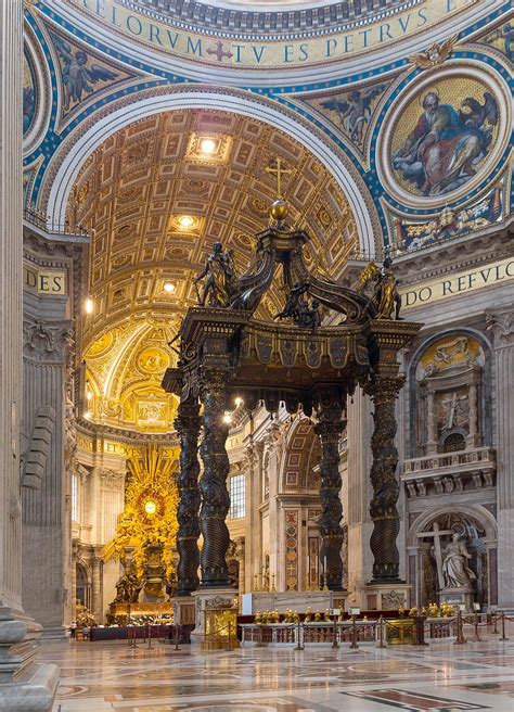 HD wallpaper: wooden altar inside church, baldachin, bernini altar, st ...