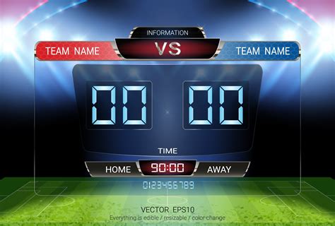 Digital timing scoreboard, Football match team A vs team B, Strategy ...