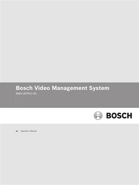 Bosch Operator`s Manual | Manualzz