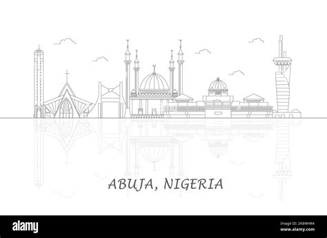 Outline Skyline panorama of city of Abuja, Nigeria - vector ...