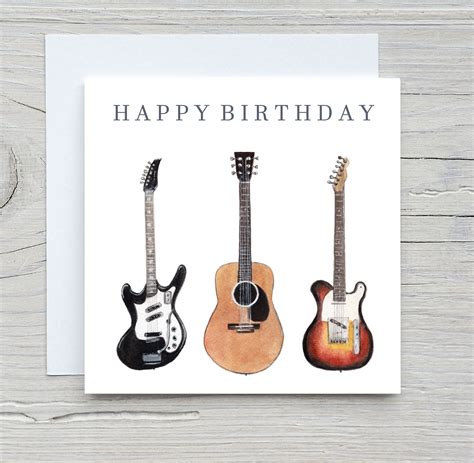 Guitars Card, Music Birthday Cards, Guitar Painting Birthday Card, Guitar Birthday Card - Etsy