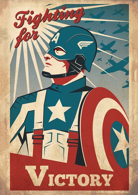 Fighting For Victory Poster | Captain america poster, Retro poster ...