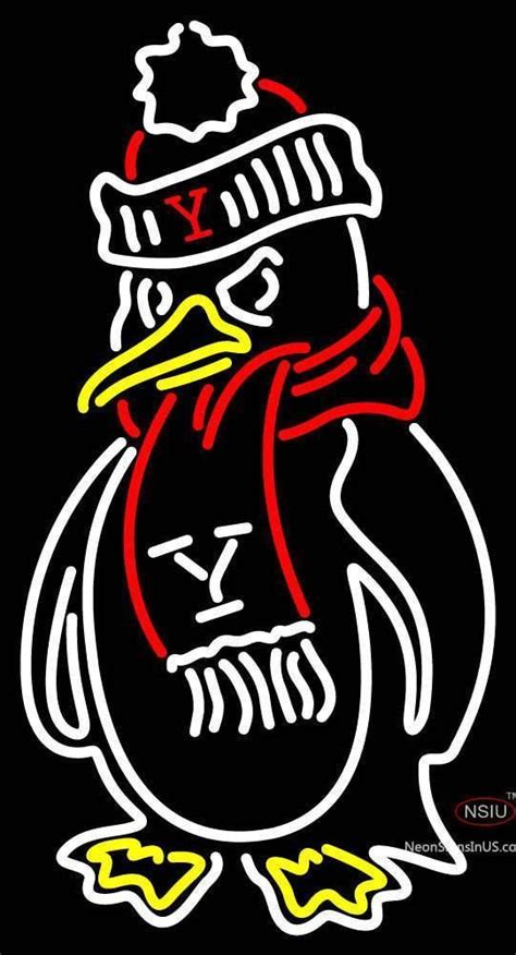 Youngstown State Penguins Mascot Pres Logo Ncaa Real Neon Glass Tube Neon Sign | Youngstown ...