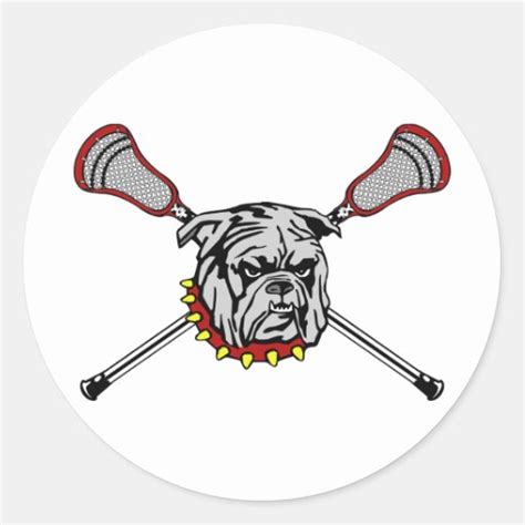 Lacrosse Bulldog Mascot Classic Round Sticker | Zazzle