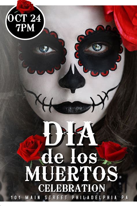 a poster for dia de los muertos celebration with a woman's face painted ...