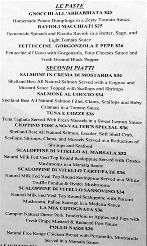 Valter’s Osteria menu – SLC menu