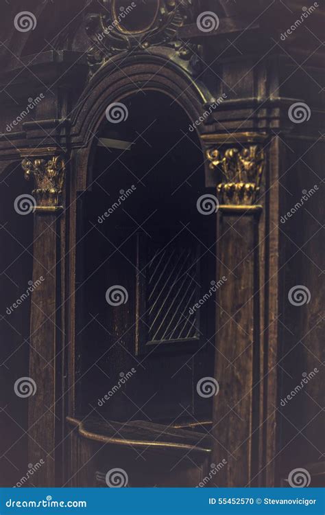 Church Confessional Booth stock photo. Image of prayer - 55452570