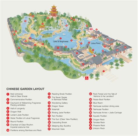 a map of the chinese garden layout with all its locations and ...