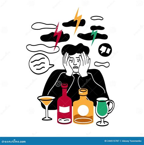 Alcohol Abuse and Addiction Concept Stock Vector - Illustration of alcoholism, young: 244515787