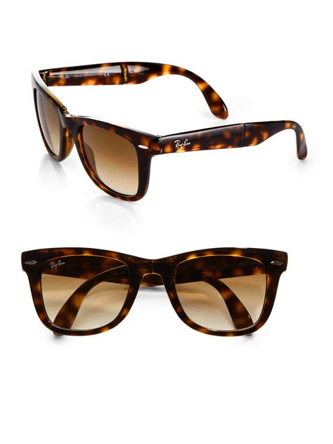 Ray-ban Folding Square Wayfarer Sunglasses in Brown | Lyst