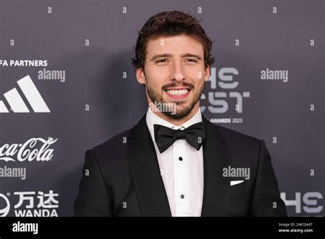 Ruben Dias arrives on the Green Carpet ahead of The Best FIFA Football Awards 2023 at Apollo ...