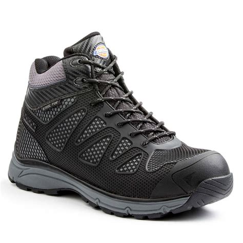 Dickies Fury Mid Men Size 10 Black/Gray Rubber/Mesh Steel Safety Toe ...