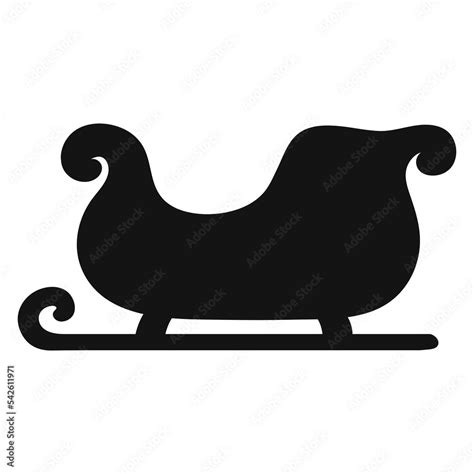 Christmas sleigh. Black silhouette. Vector illustration isolated on ...