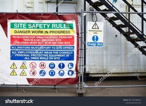 Construction Site Health Safety Message Rules Stock Photo 2144385923 ...