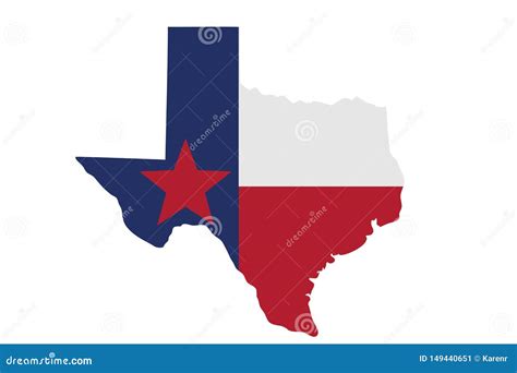 Map of Texas in the Texas Flag Colors Stock Image - Image of star ...