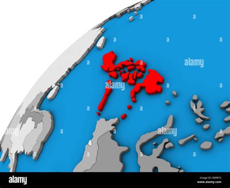 Philippines on 3D globe. 3D illustration Stock Photo - Alamy