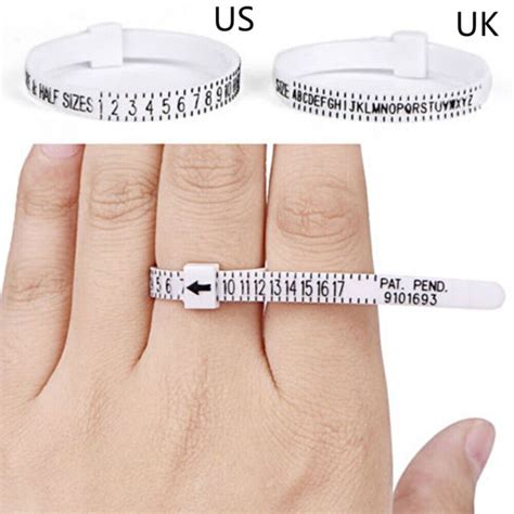 JW_ UK/US Standard Finger Ring Size Handmade Measuring Tape Ruler Loop ...