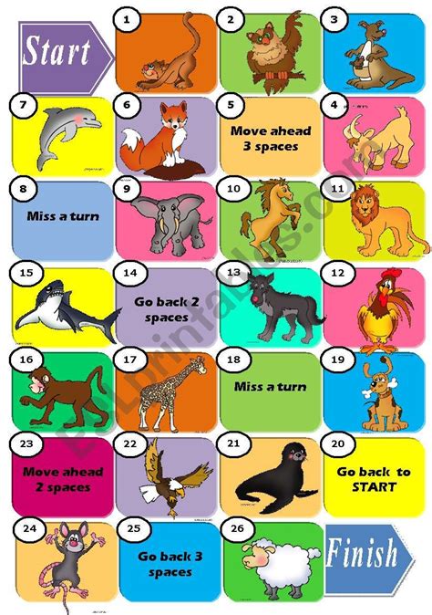 ANIMALS - BOARD GAME - ESL worksheet by macomabi