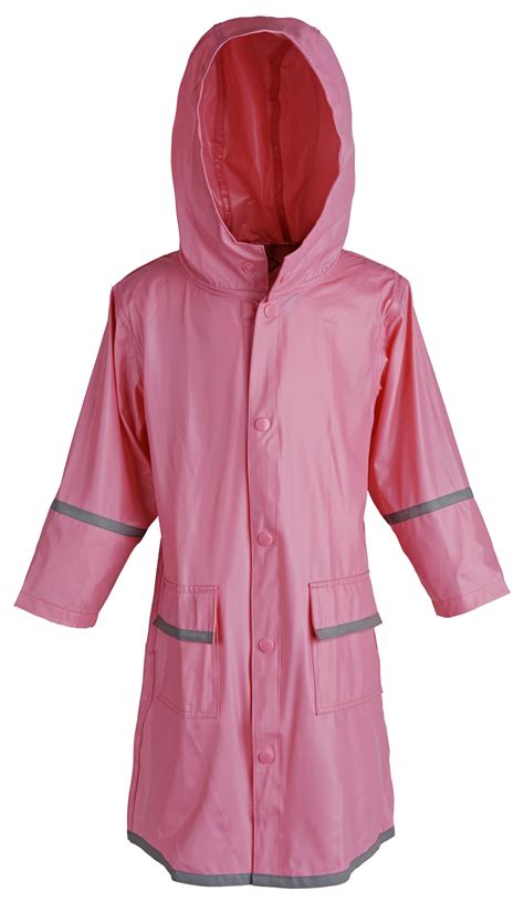 Girls Kids Waterproof Full Length Long Hooded Raincoat Jacket Coat for ...