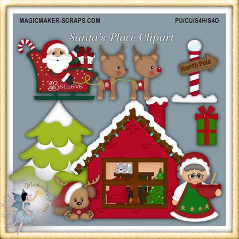 Christmas Clipart, Santa's Place - Etsy