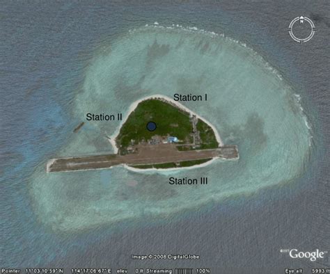 Map of Pag-asa Island showing the location of sampling stations ...