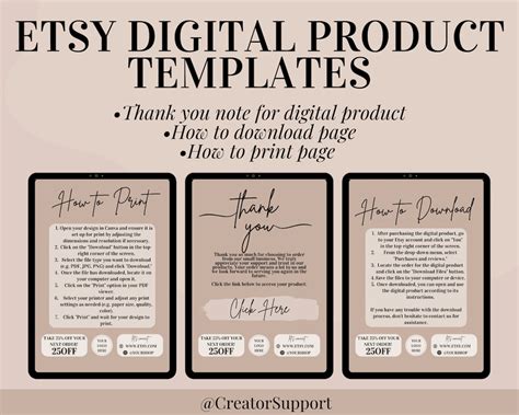 Etsy Digital Product Templates, Thank You Note for Digital Downloads ...