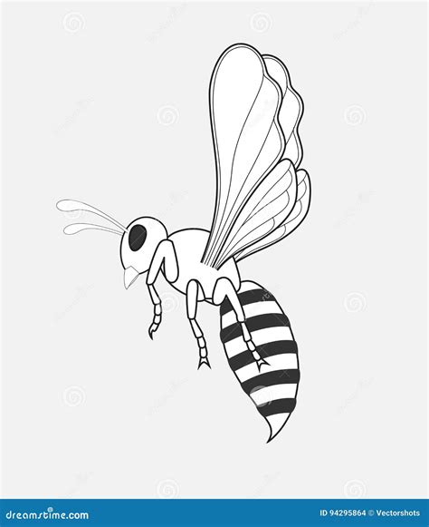 Wasp Drawing stock vector. Illustration of head, parasite - 94295864