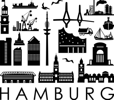 Hamburg City Skyline Vector Silhouette Outline Stock Vector Image by ...