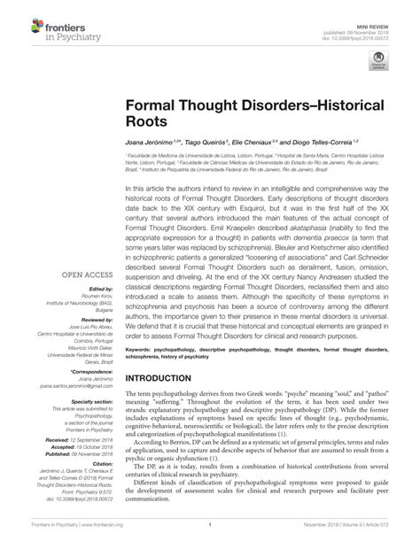 (PDF) Formal Thought Disorders–Historical Roots