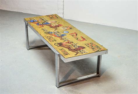 Fine Mid-Century Egyptian Decorated Coffee Table Designed by De Nisco, Belgium, 1970s ...