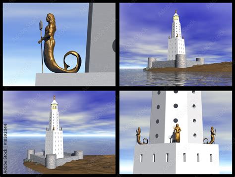 Lighthouse of Alexandria. 3D reconstructions. Stock Illustration ...