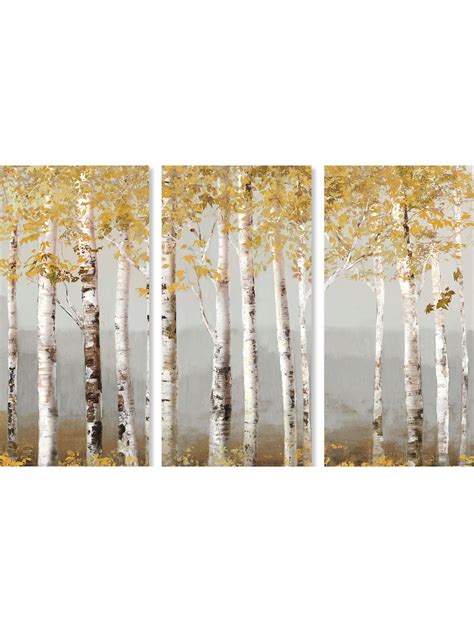 Allison Pearce - Soft Birch Trees Triptych Canvas Print, 30 x 60cm, Set of 3, Green/White ...