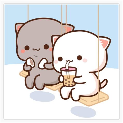 Buy Leyland Designs Peach and Goma Mochi Cat Bubble Tea Sticker Outdoor ...