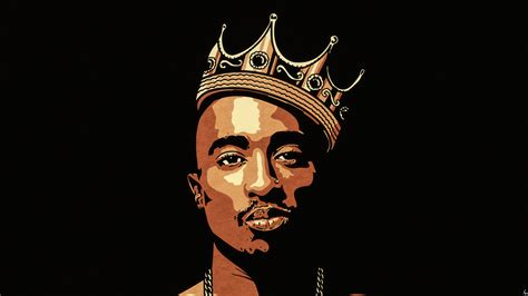 2Pac Tupac Is Having Crown On Head In A Black Background 4K HD Music ...