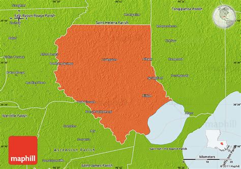 Political Map of Livingston Parish, physical outside