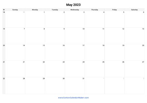 May 2023 Printable Calendar With Week Numbers