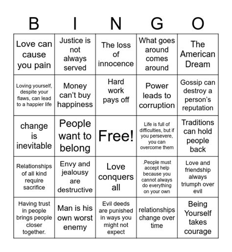 Theme bingo Card